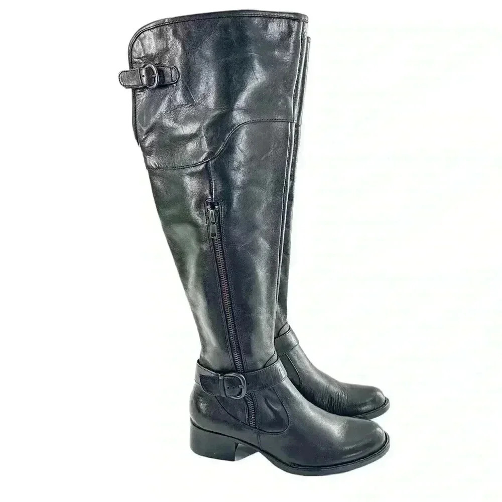 Born womens over the knee boots size 7.5 38.5 black leather Insulated